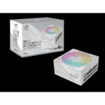 White ASUS ROG Loki 850W modular gaming power supply with efficient cooling fan and premium 80 Platinum rating