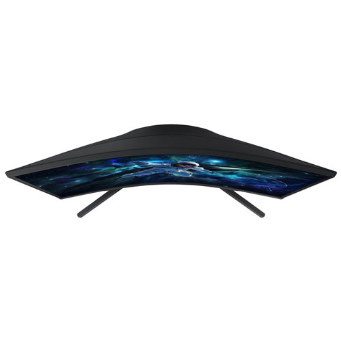 17541096_6 Side profile of the black Samsung Odyssey G5 165Hz FreeSync gaming monitor's ergonomic stand