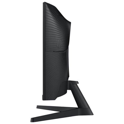 17541098_4 Side profile of the black Samsung Odyssey G5 32" curved monitor, emphasizing its immersive design.