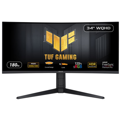 ASUS TUF 34" QHD 180Hz 1ms curved VA LED gaming monitor VG34VQL3A, front view