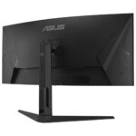 Sleek side profile of ASUS TUF 34" QHD 1ms curved VA gaming monitor, ergonomic stand