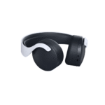 White PlayStation Pulse 3D wireless headset for PS5, ergonomic design, side profile view