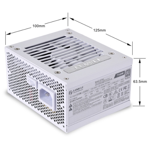 17969734 Lian Li SP750 750W APFC 80 Gold full modular SFX power supply in white;