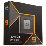 Ryzen 9 9900X AM5 CPU with 12 cores, 5.6GHz clock speed, angled view highlighting pins