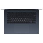 Sleek profile of the Apple MacBook Air 15-inch M3 with Midnight finish and side ports.