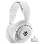 White SteelSeries Arctis Nova 5 wireless gaming headset, front view