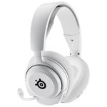 SteelSeries Arctis Nova 5 white wireless gaming headset, side view with earcups visible