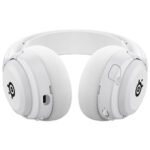 Detachable microphone on the white SteelSeries Arctis Nova 5 wireless gaming headset