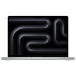 Front view of the silver Apple MacBook Pro 14.2-inch M4 Max laptop
