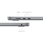 Smooth underside of the Apple MacBook Air 15.3" M3 in Space Grey with ventilation details