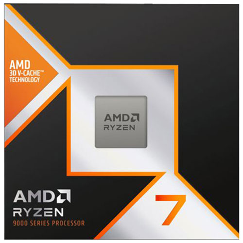 AMD Ryzen 7 9800X3D 8-core 5.2GHz AM5 desktop processor, front view for high-performance computing