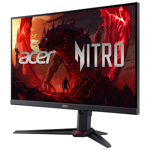 18926808_2 Rear view of Acer 27" 200Hz gaming monitor XV270U X1, highlighting ports and ergonomic stand.
