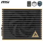 Sleek side profile of the MSI Ai1600T 1600W power supply, featuring optimized cooling