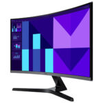 Detail of the 32-inch curved VA LED display, offering wide viewing angles for gaming