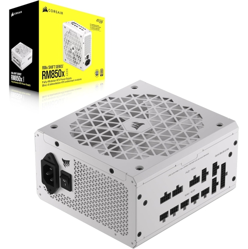 Corsair RM850x Shift 850W White fully modular ATX power supply. 80 Plus Gold, ATX 3.0, PCIe 5.0 ready.
