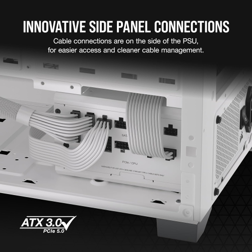 19265436_3 Detachable white cables for Corsair RM850x Shift 850W fully modular ATX 3.0 and PCIe 5.0 power supply.