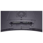 Detail of the thin bezels on the LG 45GX950A-B curved OLED gaming monitor, maximizing screen space.