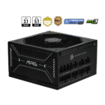 MSI A850GLS modular power supply with 12V-2x6 cable, ATX 3.1, and embossed jacket cables