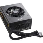 Side view of EVGA 850GQ 850W semi-modular ATX power supply showing cable connections