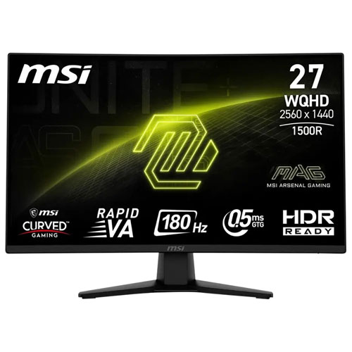 MSI MAG 274CQFB-E18 27 inch WQHD 180Hz 0.05ms curved LED gaming monitor in metallic black