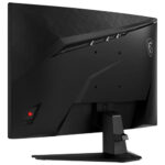 Sleek metallic black stand and base of the MSI MAG 274CQFB-E18 27-inch curved gaming monitor