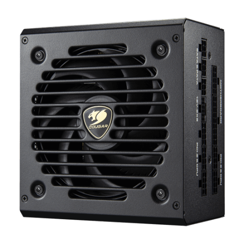 19433529_5 Detailed shot of Cougar GEX Pro 750W 80 Plus Gold PSU, emphasizing premium build quality