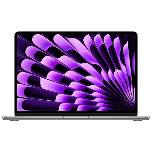 alt_text_1: Apple MacBook Air 13.6-inch laptop with Touch ID, M3 chip, 24GB RAM, 512GB SSD in Space Grey, Fall 2024 model.