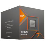 Front view of the AMD Ryzen 7 8700G 8-core 4.2GHz AM5 desktop CPU, ready for installation.