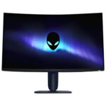 High-performance Alienware AW3225DM 32-inch 1ms curved gaming monitor from a dynamic angle